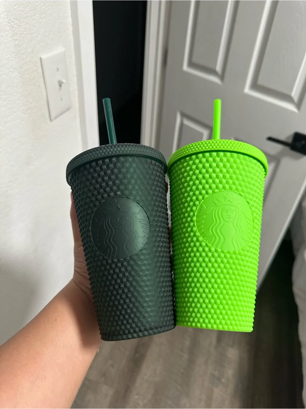 Starbucks Studded Reusable Tumblers — Forest Green & Neon Green